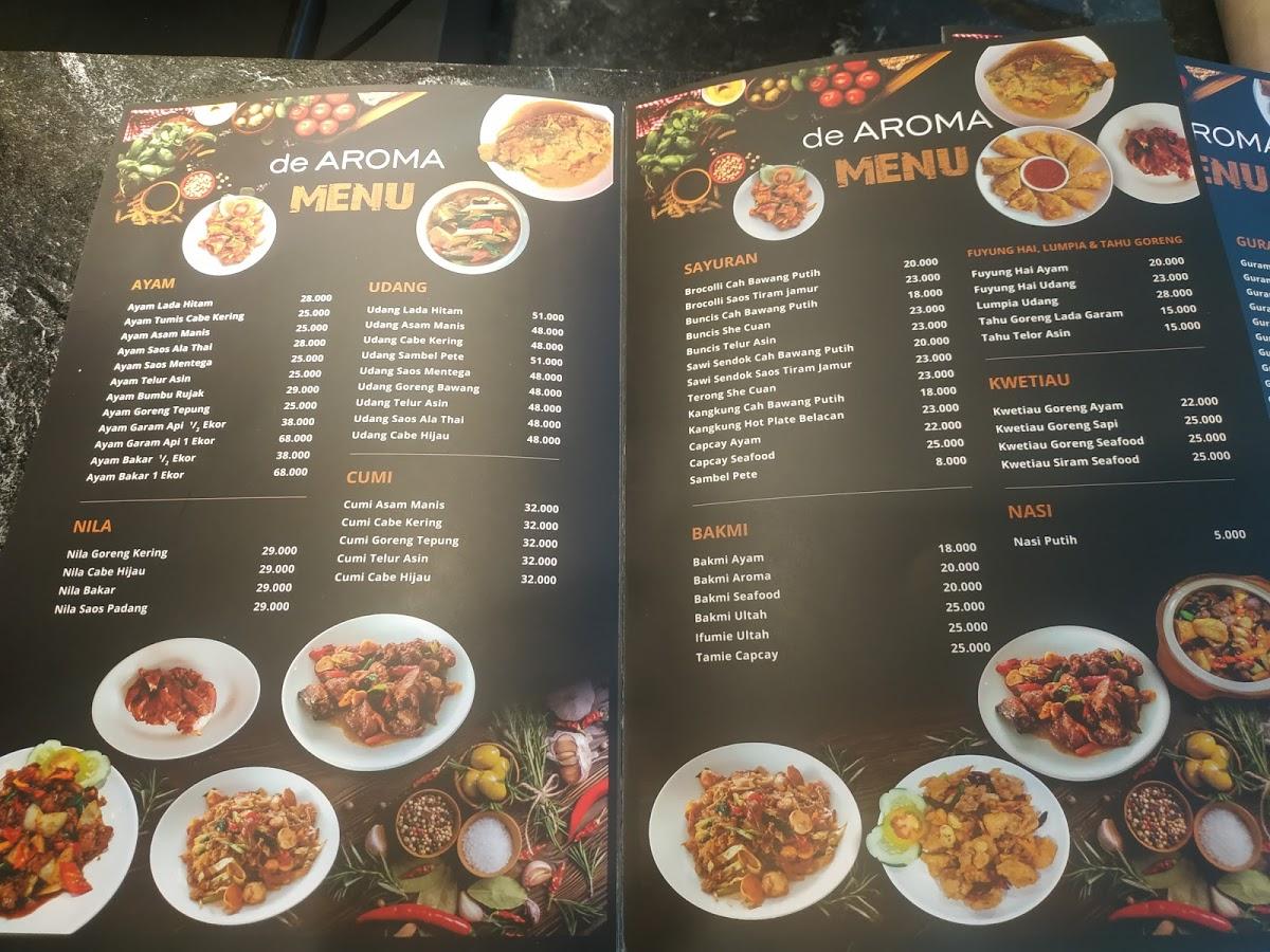 Menu at de AROMA RESTO restaurant, Boyolali