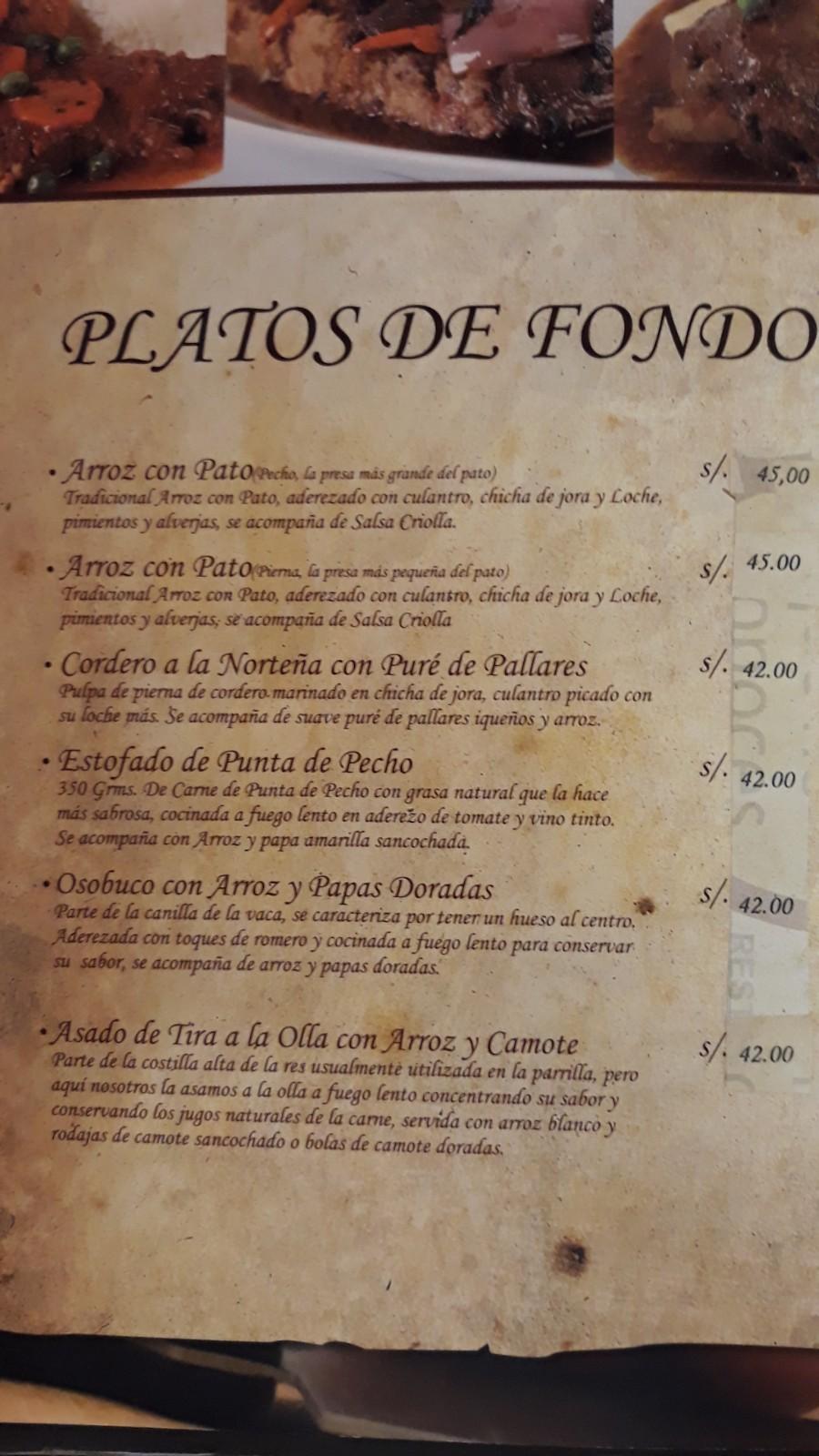 Carta Del Restaurante El Rincón Que No Conoces Cerrado Lince José Bernardo Alcedo 363 8706