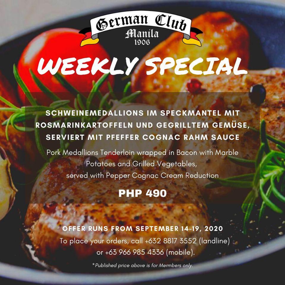 Menu at German Club Manila Inc., Makati