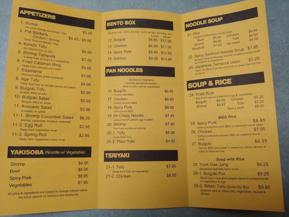 Menu at Mr Noodle & Rice restaurant, Winchester
