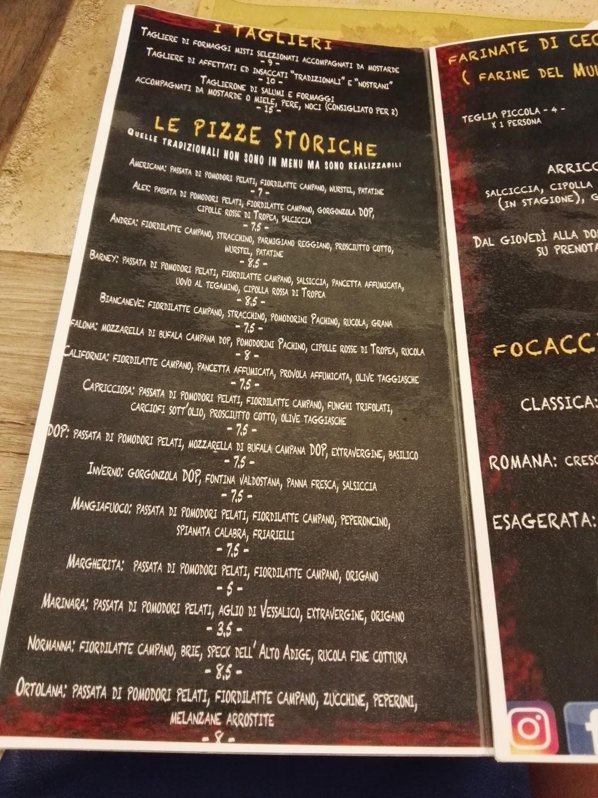 pizza e fichi giardinetti menu