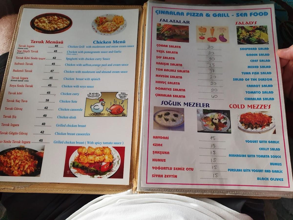 Menu at Cinarlar pizza Garden restaurant, Kaş, İbrahim Serin Cd. no 10