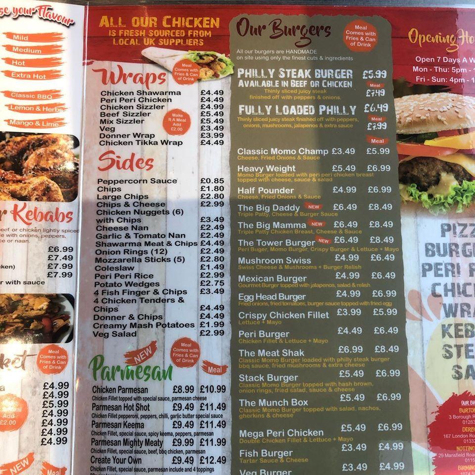 Menu at Monmos Peri Peri Grill - Burton restaurant, Burton upon Trent