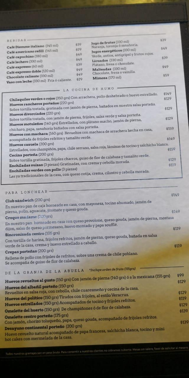 Carta del pub y bar Almacen Porteño, Metepec, Av. Lic. Benito Juárez
