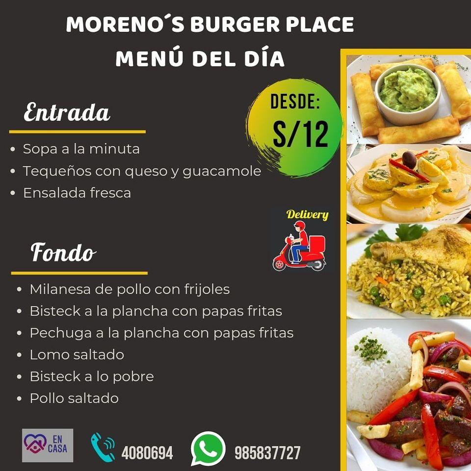 Menu At Morenos Burger Place Restaurant, Lima