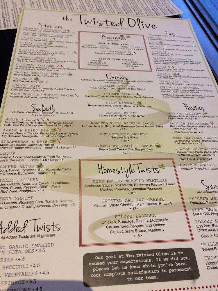 Menu at The Twisted Olive pub & bar, Green