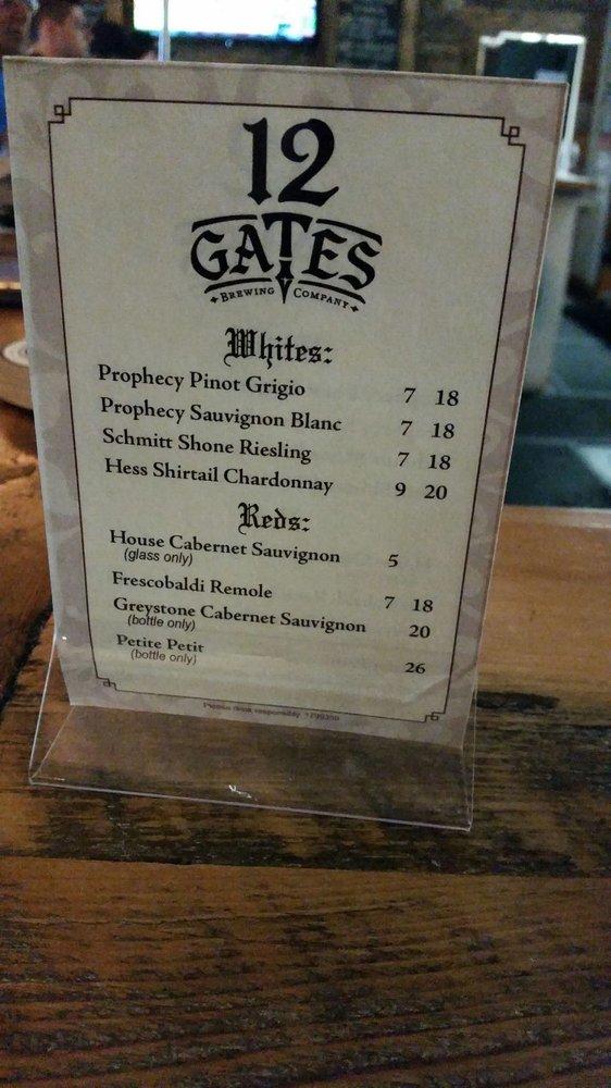 Menu at 12 Gates Brewing Company restaurant, Williamsville