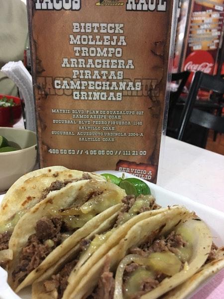 Menu at Tacos Raul restaurant, Saltillo, Blvd. Pedro Figueroa No. 1145