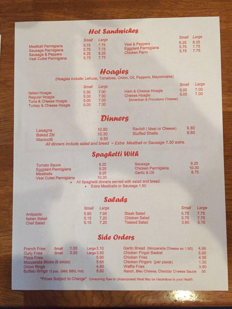 Menu at Joe's Pizza (east end) Loyalsock pizzeria, Williamsport