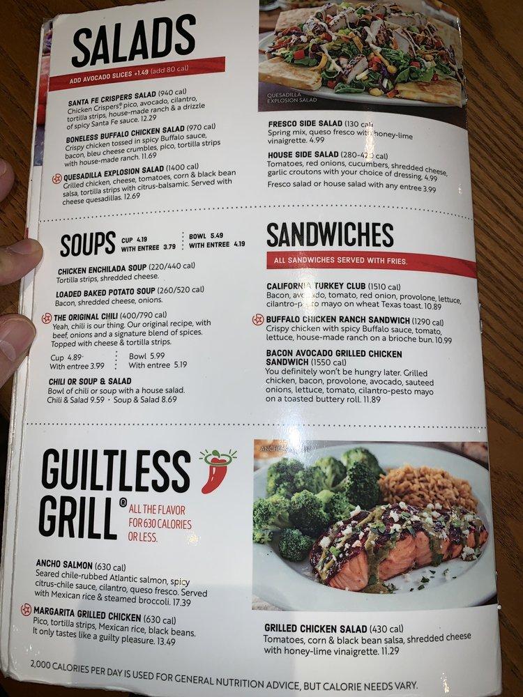 Menu at Chili's pub & bar, Miami, NW 42nd Avenue