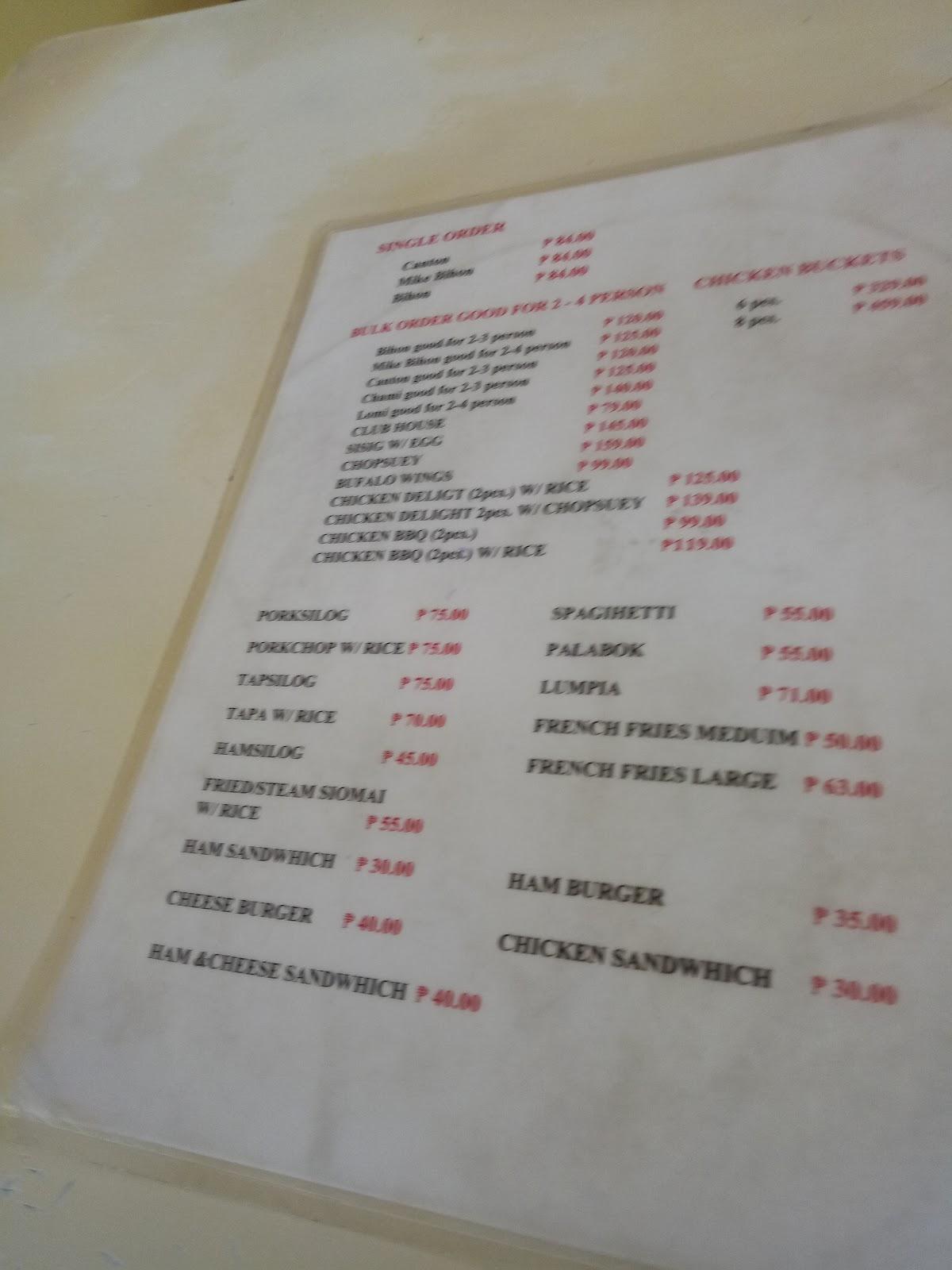 Menu At Prosperity Food House Restaurant San Pablo City Andres