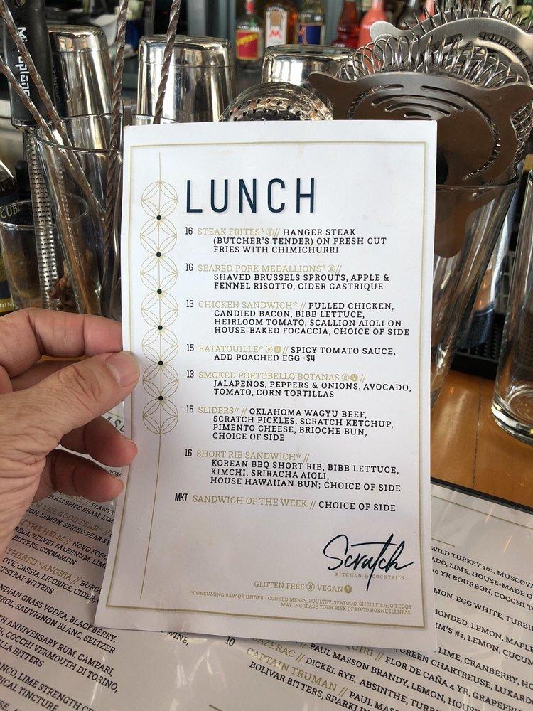 Menu at Scratch Kitchen & Cocktails, Paseo pub & bar, Oklahoma City