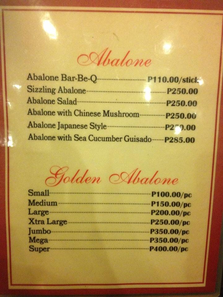 Carta de Abalone Restaurant, Zamboanga, Mayor Jaldon Street
