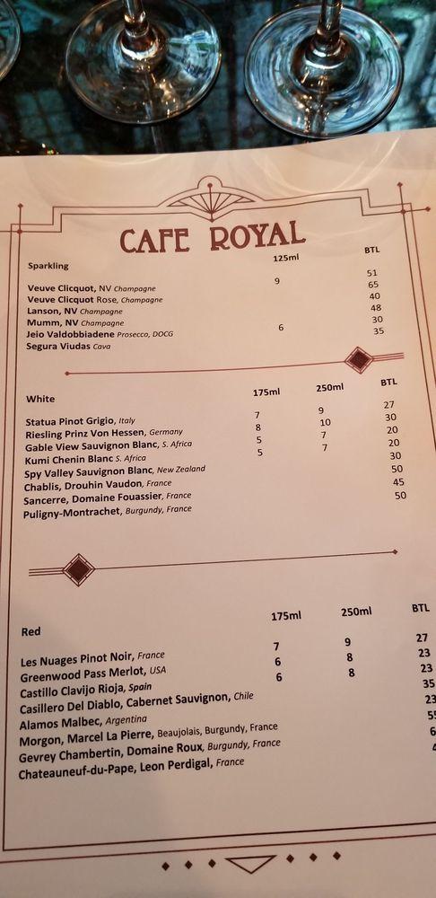 Menu At Cafe Royal Edinburgh 19 W Register St 9299