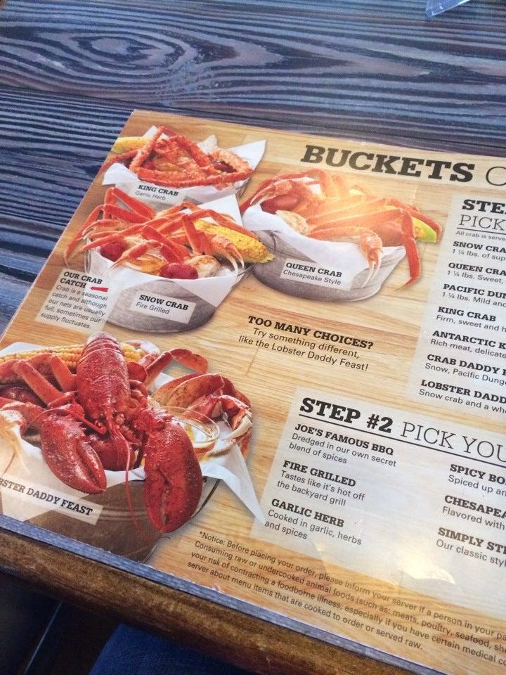 Menu at Joe's Crab Shack restaurant, Sevierville