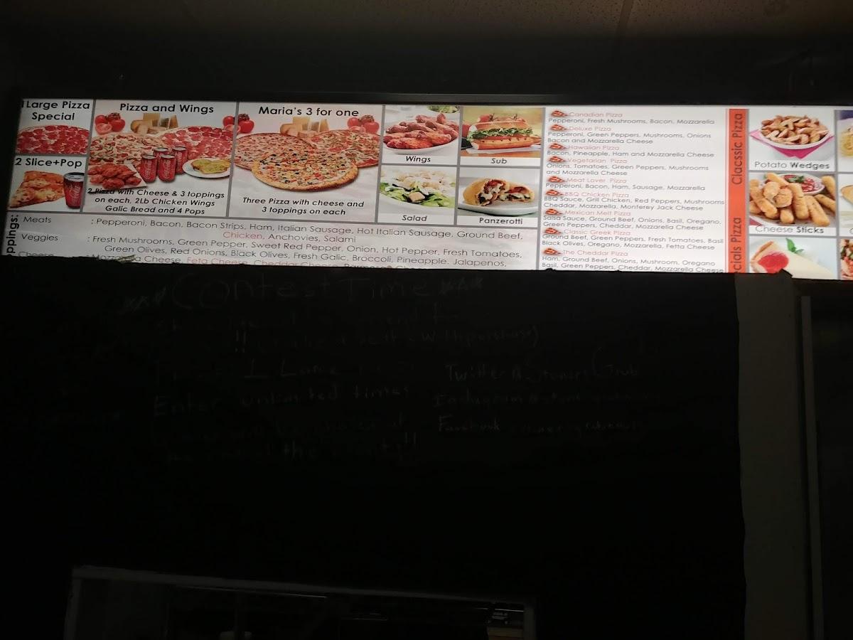 Menu at Stoner's Grub House pizzeria, London