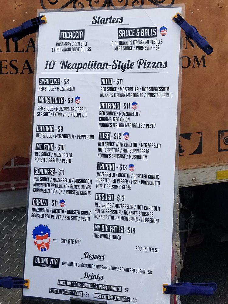 Menu at The Saucee Sicilian pizzeria, Oklahoma City, Arts District