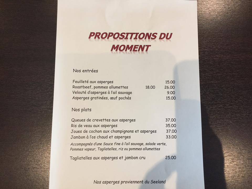Menu au Restaurant La Capitainerie, Le Landeron
