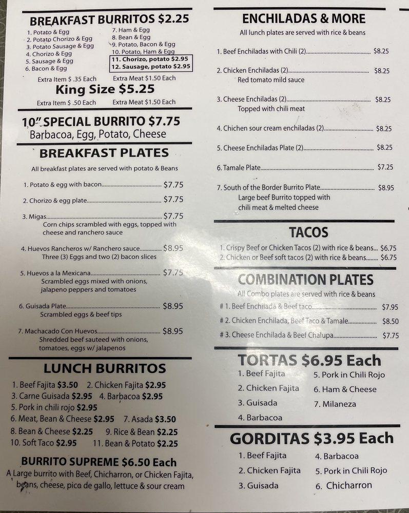 Burrito deals express menu