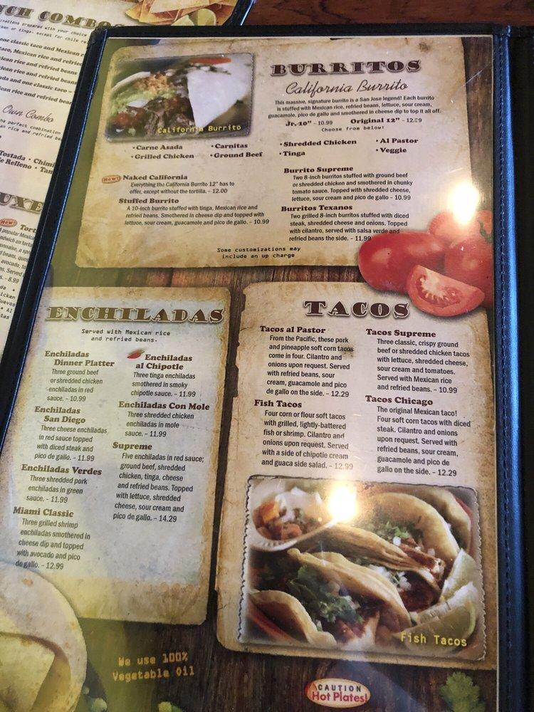 Menu at San Jose's Original Mexican Restaurant, Ocoee