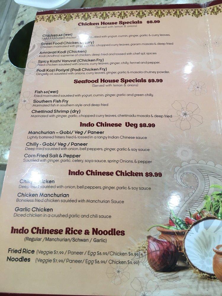 Menu at Podi dosa restaurant, Artesia