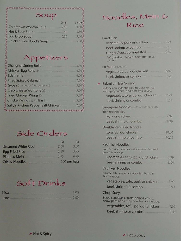 Menu at Sally's Kitchen restaurant, Fort Collins