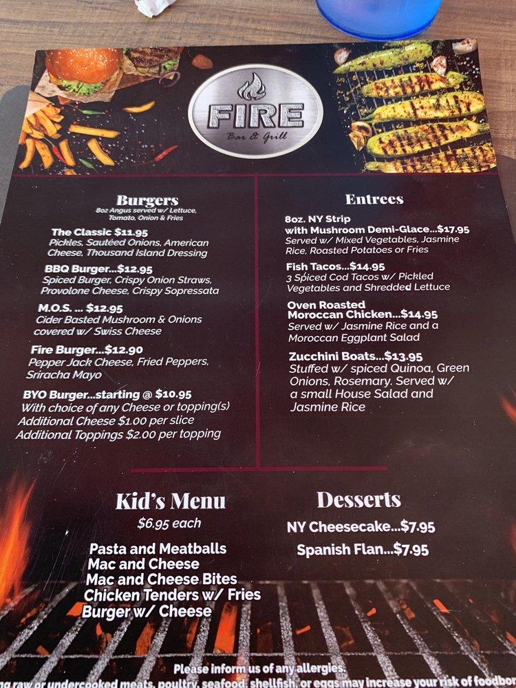 Menu at Fire Bar & Grill, Pittsburgh