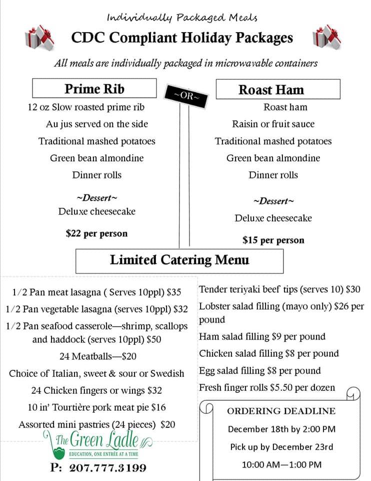 Menu at The Green Ladle restaurant, Lewiston