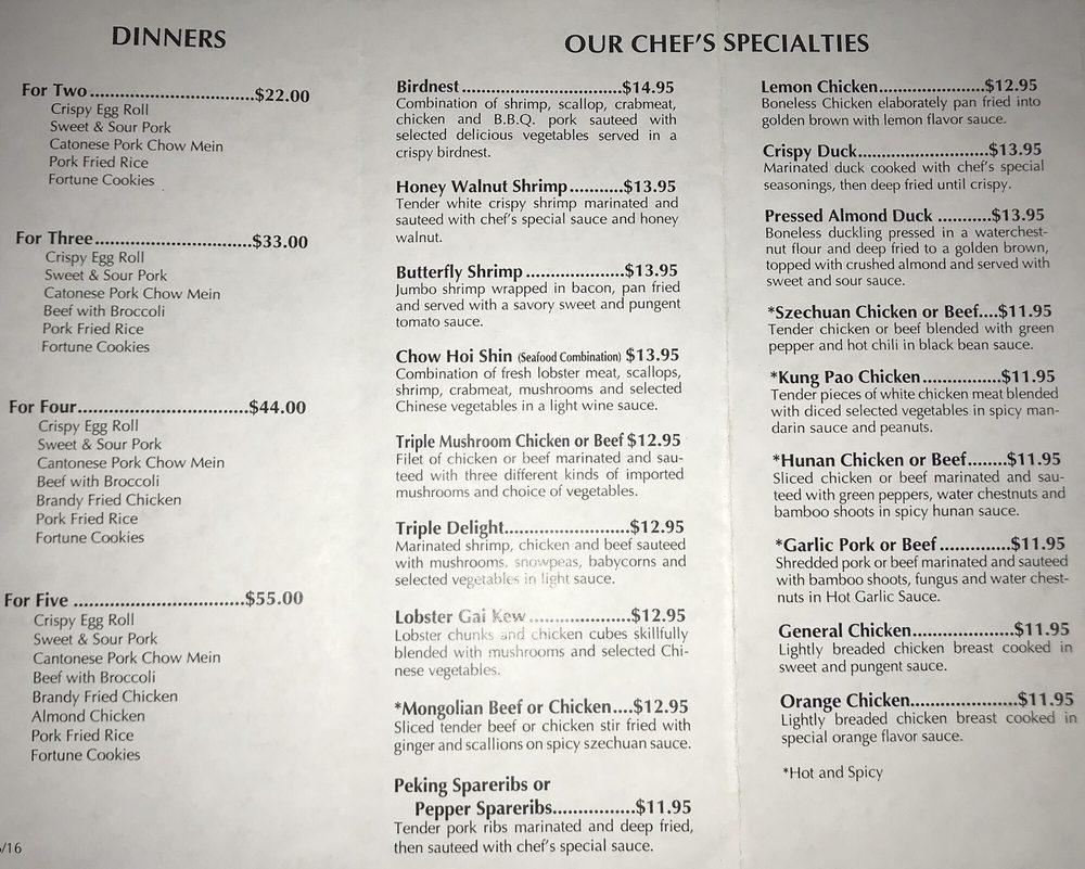 Menu At Dragon Inn Restaurant, Marysville