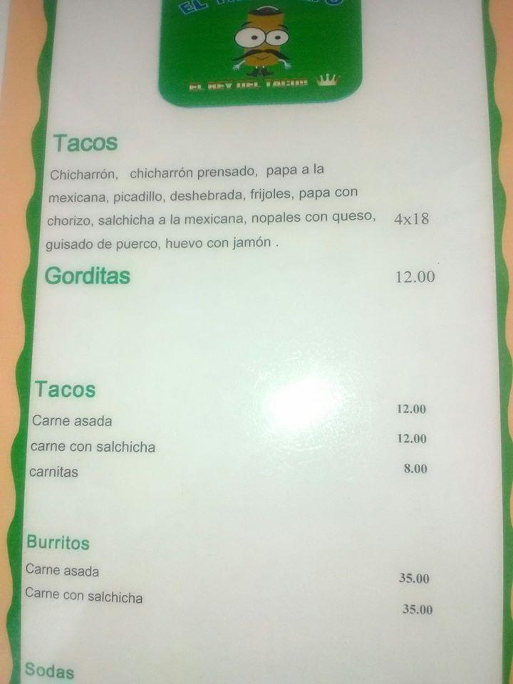 Carta Del Restaurante El Taquerito Nuevo Laredo 