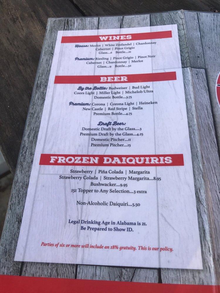 Menu at Gulf Shores Steamer restaurant, Orange Beach