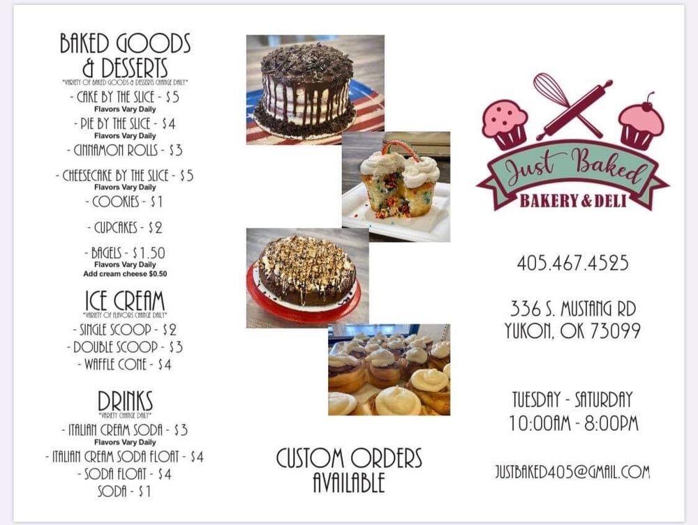 Menu at Just Baked Bakery and Deli, Yukon