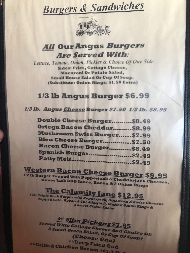 Menu at Sherry's Stage Stop Restaurant, Yerington
