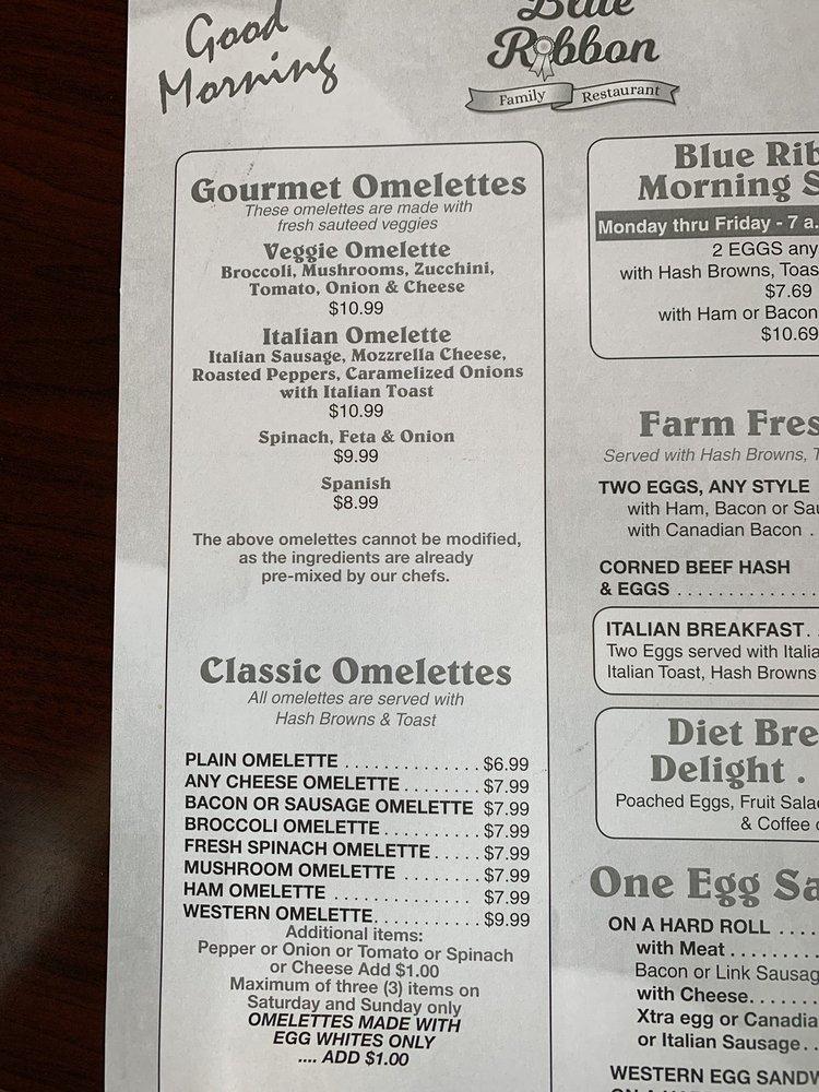 Menu at Blue Ribbon Restaurant & Bakery, Schenectady