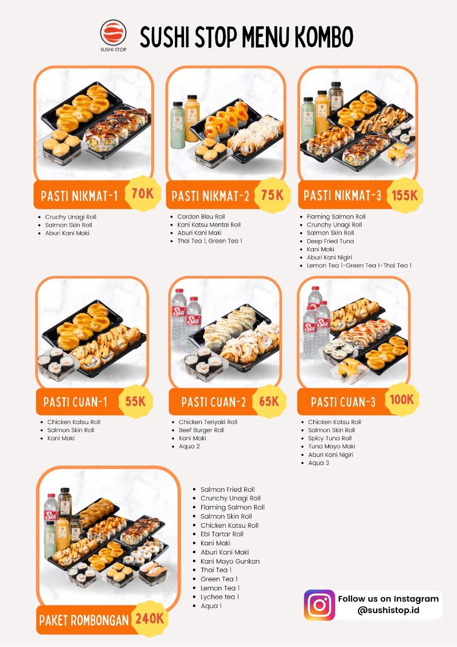 Menu at Sushi Stop, Cilodong restaurant, Depok