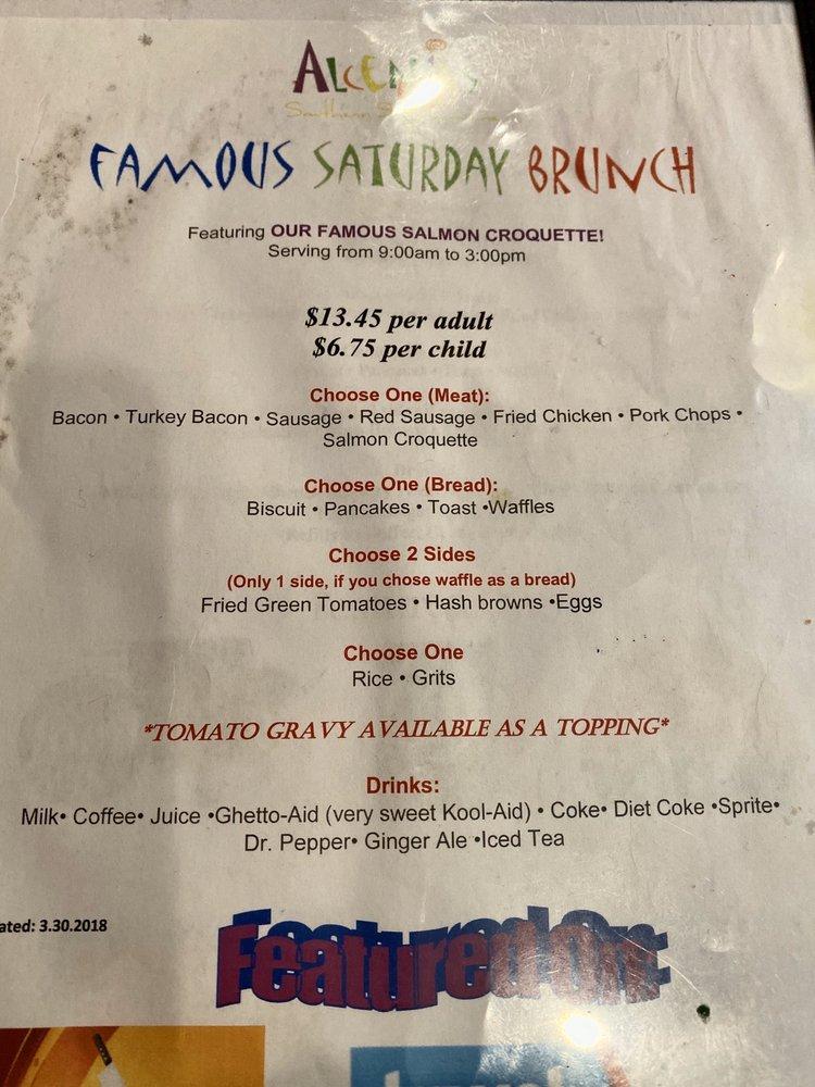 Menu at Alcenia's desserts, Memphis