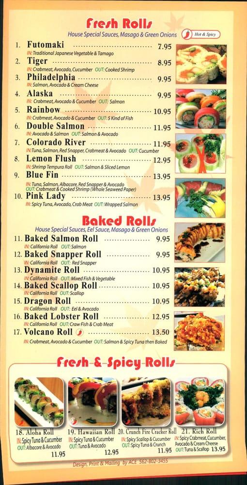 Menu at Blue Fin Sushi & Grill restaurant, Yuma