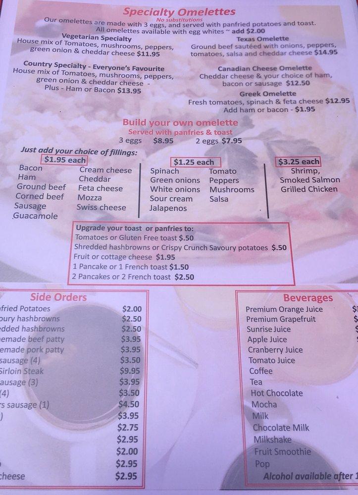 Menu at Cherry Pit Restaurant, West Kelowna, Highway 97