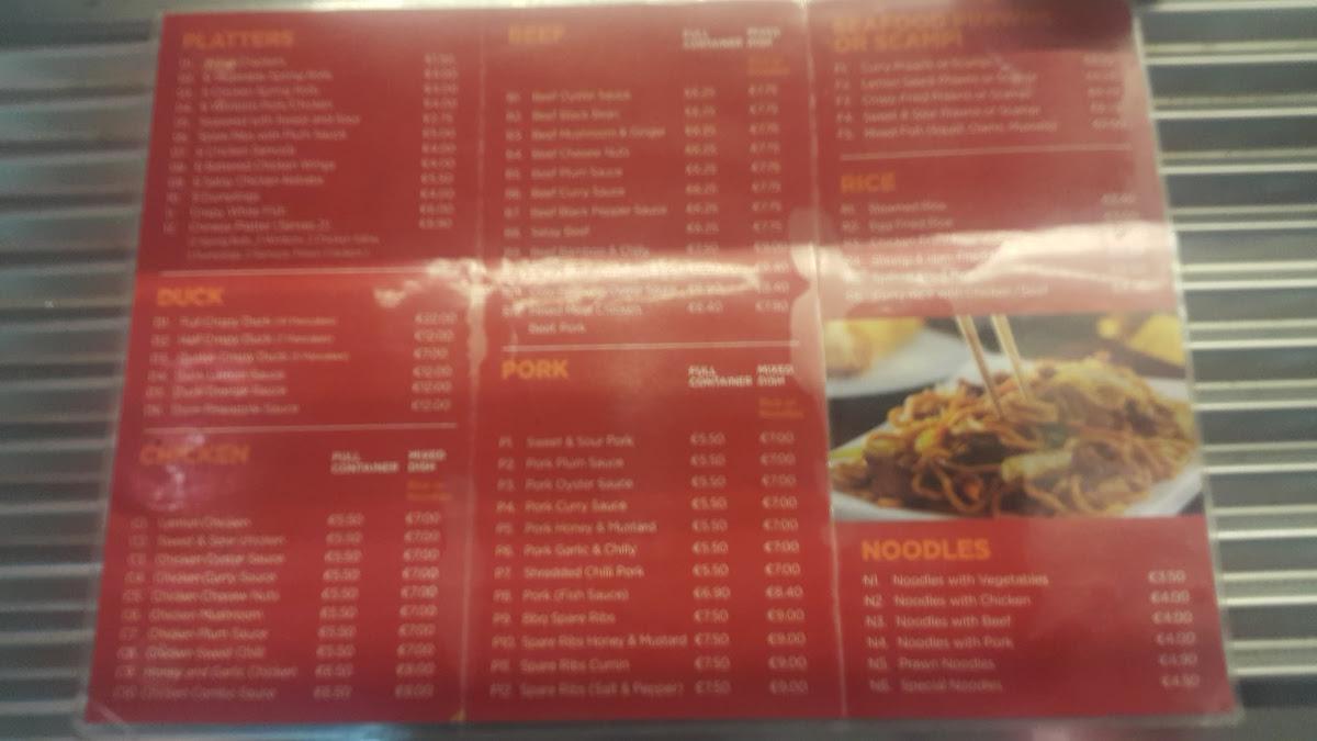 Menu at Golden Chopstix restaurant, Birkirkara