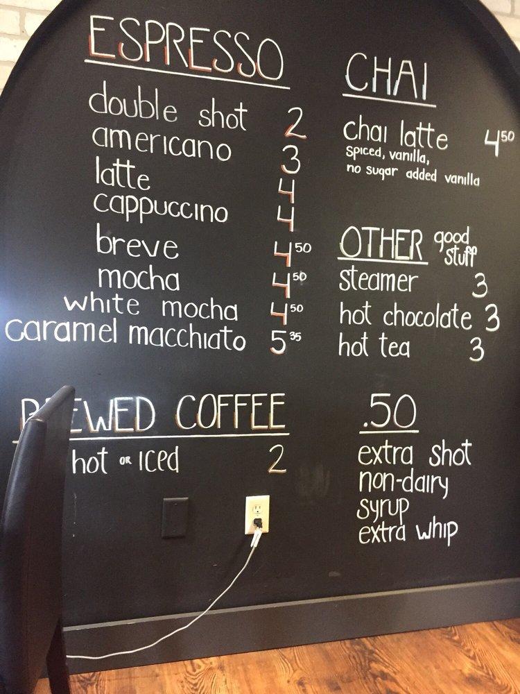 Menu at The River Coffeehouse cafe, North ster