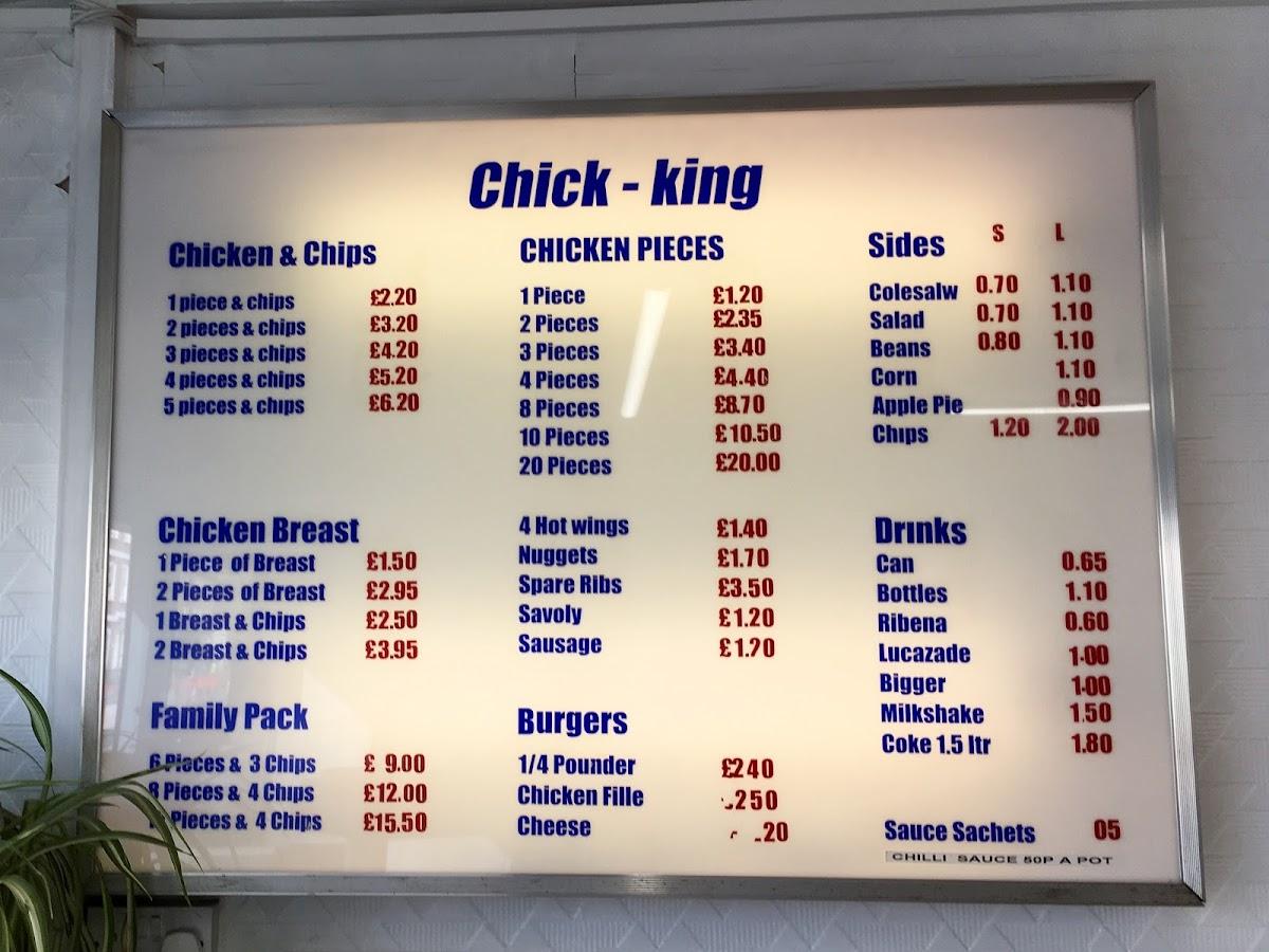 Menu at Chick King fast food, London, 755 High Rd