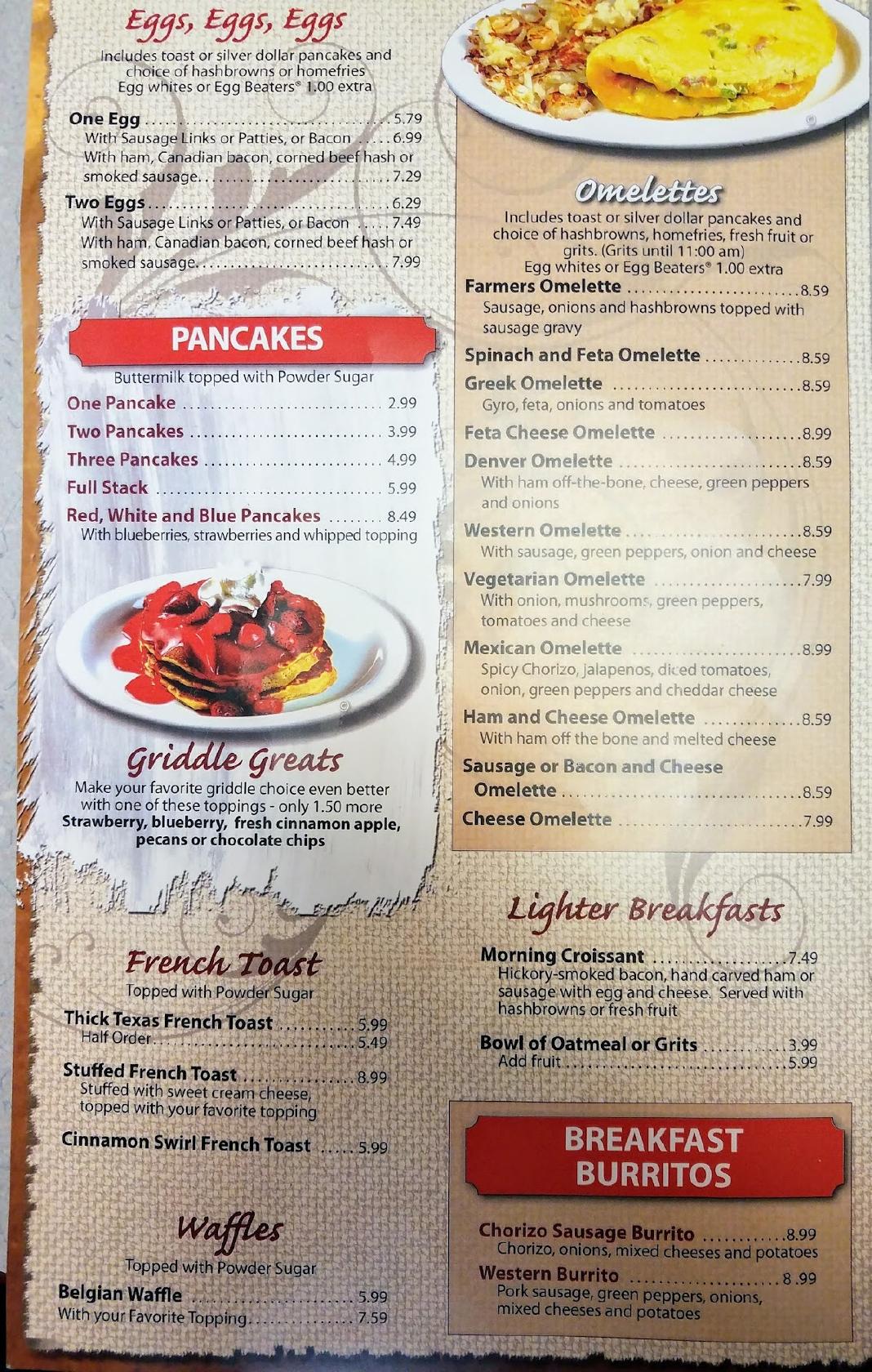 Menu at Cosmos Restaurant, Defiance