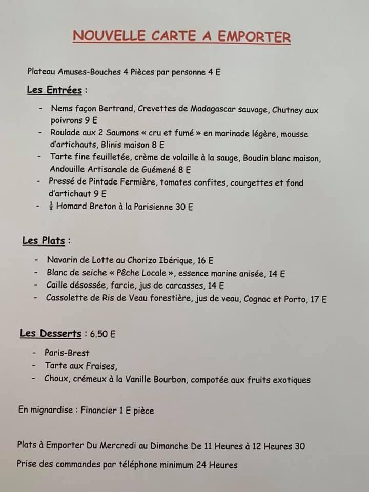 Menu au La Cuisine de Bertrand restaurant, Les Sablesd'Olonne