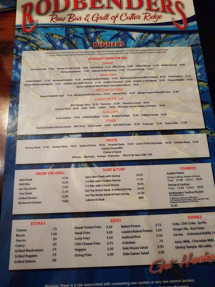 Menu at Rodbenders Raw Bar & Grill, Cutler Bay