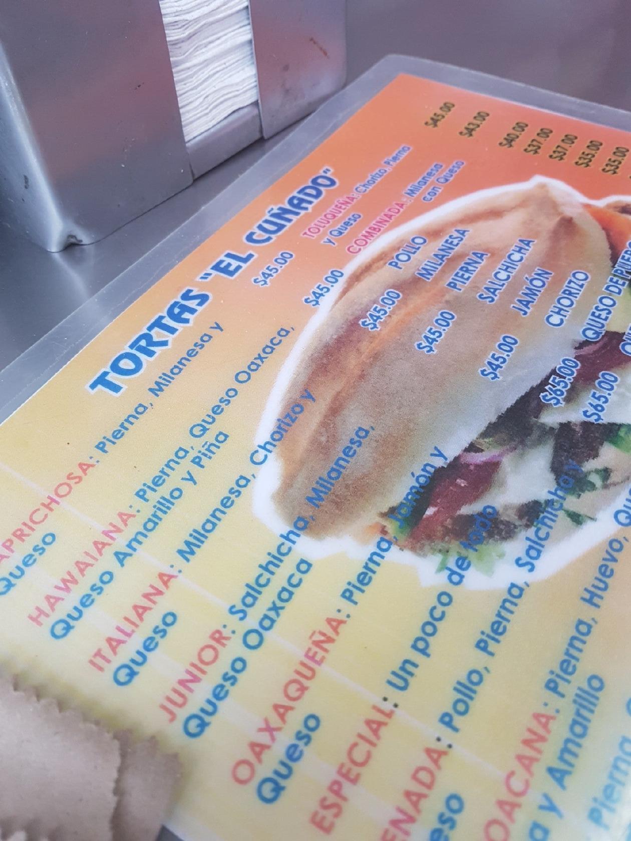 Menu at Tortas Y Flautas El Cuñado restaurant, Ciudad López Mateos