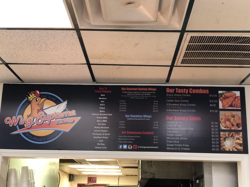 Menu at Wing Supreme OKC restaurant, Oklahoma City, N Lincoln Blvd