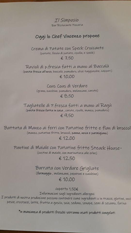 Menu di Il Simposio Bar Ristorante 