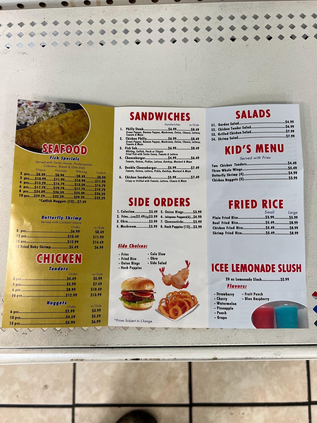 Menu at Tasty Stop restaurant, Durham