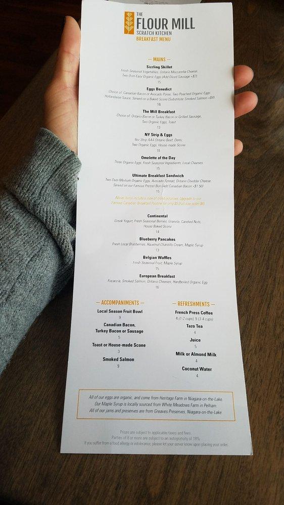 Menu at The Flour Mill Scratch Kitchen Restaurant, Niagara Falls