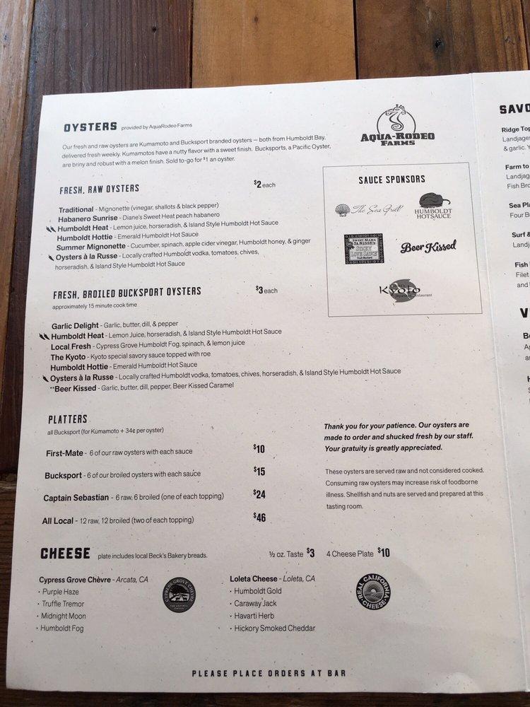 Menu at Humboldt Bay Provisions pub & bar, Eureka